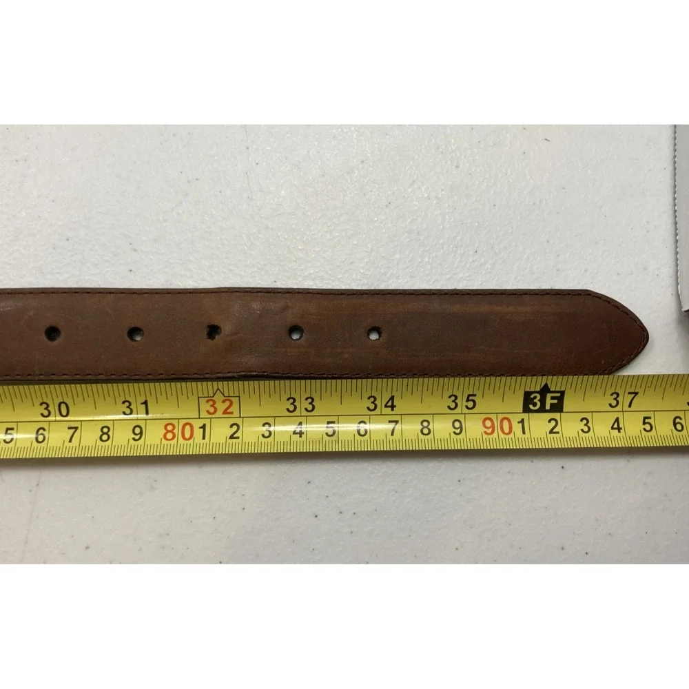 New Brighton Belt Brown Leather Southwestern Woven‎ Inlay Cowboy sz 32